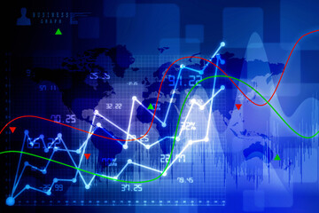 2d rendering Stock market online business concept. business Graph 