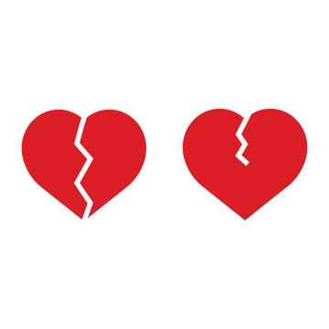 big red broken heart icon on white background