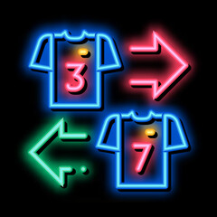 Teams T-shirt Exchange neon light sign vector. Glowing bright icon Teams T-shirt Exchange sign. transparent symbol illustration