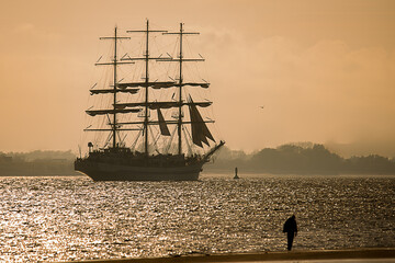 Dreimaster Mir auf der Elbe