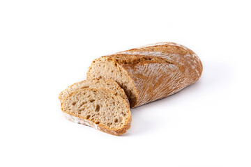 Fresh baked bread isolated on white background. 	