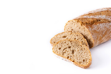 Fresh baked bread isolated on white background. Copy space	