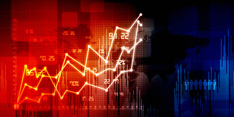 2d rendering Stock market online business concept. business Graph 
