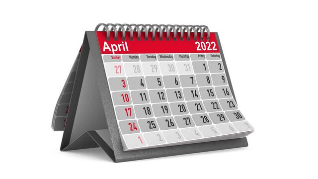 Calendar for 2022 year. Isolated 3D render