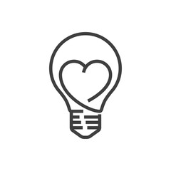 Símbolo I love idea. Logo con bombilla con corazón con lineas en color gris