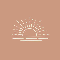 Sun rays images. Hand drawn style. Vector illustration.	
