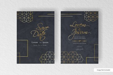 Minimalist watercolor wedding card template with hand drawn floral and watercolor splash design