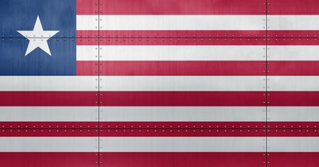 Fototapeta na wymiar 3D Flag of Liberia on metal