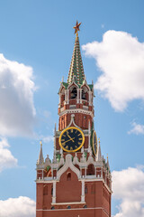 Spasskaya Tower of Moscow Kremlin on Red Square, Russia