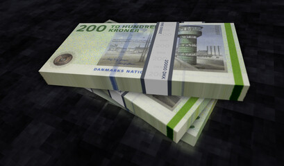 Danish krona money banknotes pack illustration