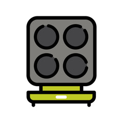 waffle-iron kitchen color vector icon