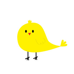 Chicken bird icon. Happy Easter. Cute cartoon funny kawaii baby chick character. Kids tshirt note book cloth print. Greeting card. Yellow color chick. Flat design. White background.