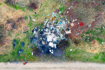 aerial photo plastic waste from a drone.