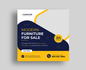Furniture social media post web banner template