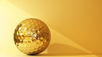 golden golf ball with copy space