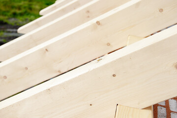 detail of the wooden roof truss when building a new house