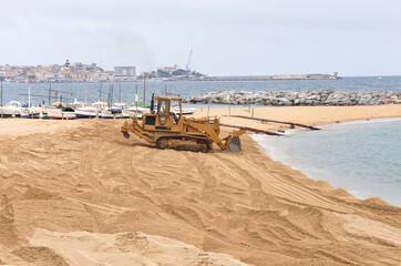 reconstruction of the beach of Sant Antoni de Calonge, Costa Brava, Girona province, Spain