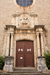 Fototapeta premium entrance of Sant Marti de Calonge church, Girona province, Catalonia, Spain