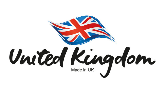 Made in UK handwritten flag ribbon typography lettering logo label banner