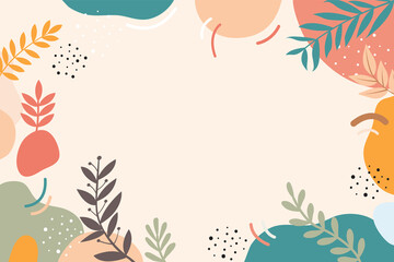 Fototapeta na wymiar Design banner frame background with beautiful. background for design. Colorful background with tropical plants. Place for your text. 