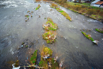 aerial photo plastic waste from a drone.