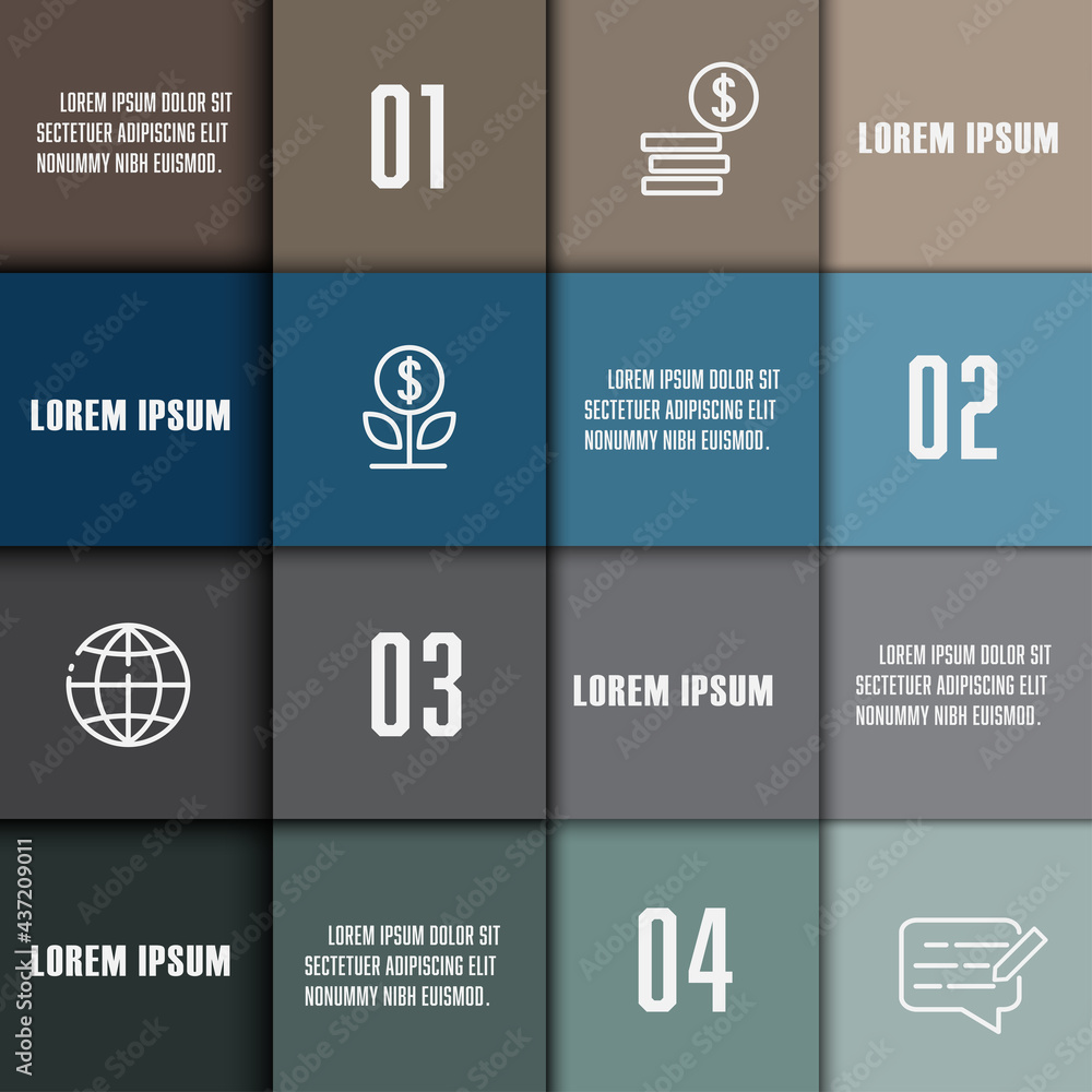 Aufkleber vector infographic template square shape and shadow. business icon design element.
