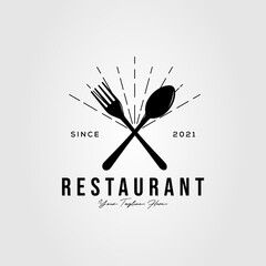 cross spoon and fork restaurant logo vector illustration design