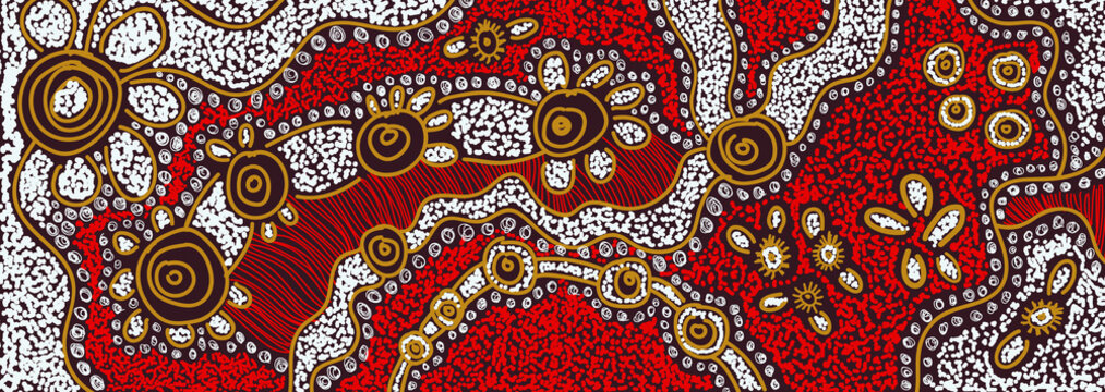 Aboriginal contemporary dot painting - Vector
