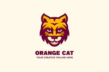 Orange Cat Mascot Character Logo Template