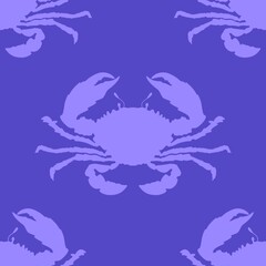 Image of Crabs. Seamless pattern. Sea creatures. Lilac crabs on a violet background. printed on Printed Glass Basin Splashbacks