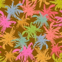 Abstract seamless pattern. Botanical motives. 