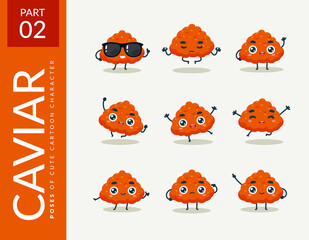 Cartoon images of Caviar. Second set. Vector Illustration