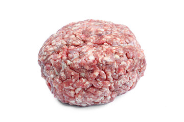 Single raw minced meat ball. Chopped beef