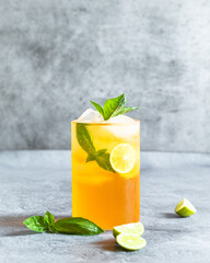 Fresh Orange Mocktail with Basil - Orange Juice with lemon and basil