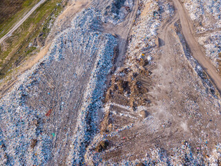 Aerial view of of large garbage pile. Ecological concept