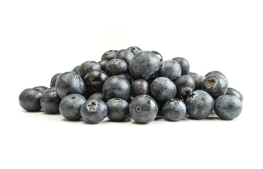 Pile of blueberries isolated on white abckground. Delicious wild berries