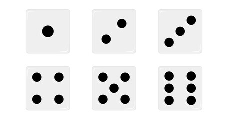 Set of Dice icon. Traditional die with six faces 1 to 6. Vector illustration.