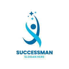 Success people logo template design. Leadership logo concept. Healthy life vector illustration. - obrazy, fototapety, plakaty