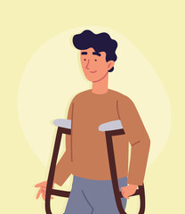 disabled man with crutches