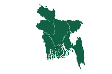 Bangladesh map Green Color on White Backgound	