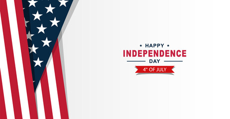 4th of July Happy Independence Day of United States of America with American Flag vector illustration background