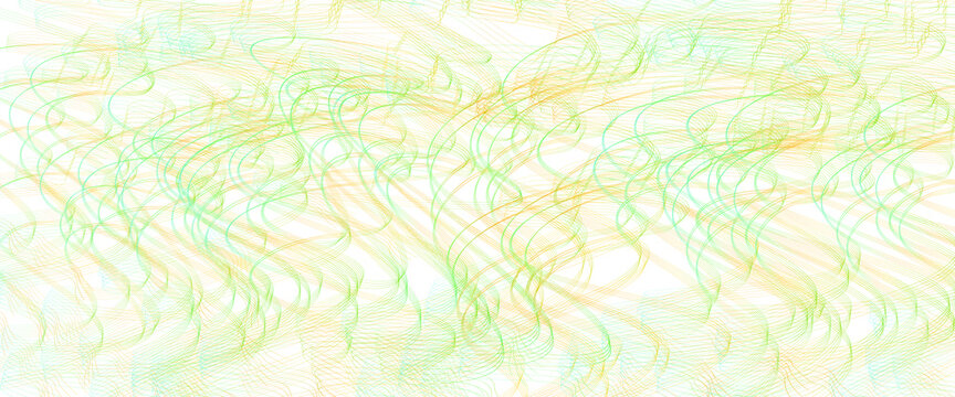 Bright green, orange thin squiggle lines. Tangled wavy curves. Abstract vector background. Textured pattern. Template design for banner, landing page, cheque, website. Pencil drawing imitation. EPS10