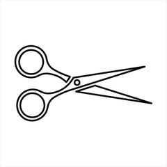 Scissor, trim or cut black line icon. Element on white background. Trendy flat isolated symbol sign used for: illustration, outline, logo, mobile, app, design, web, dev, ui, ux, gui. Vector EPS 10