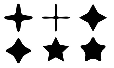 set of flat stars icon in black
