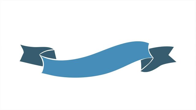 Blue ribbon label. Video animation. Retail paper sticker. Sale tag set. 