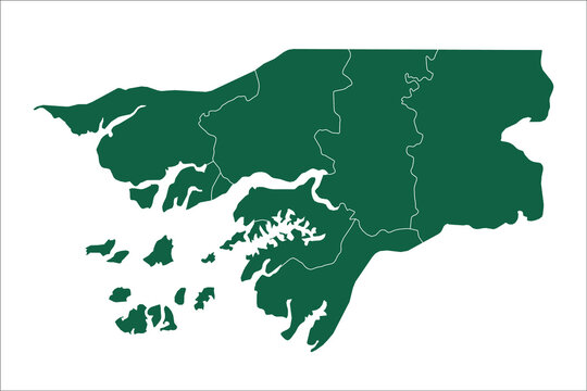 Guinea Bissau map Green Color on White Backgound	