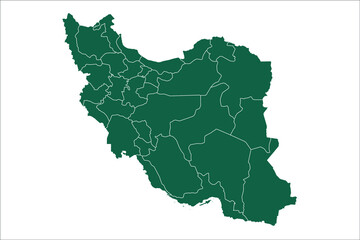 Iran map Green Color on White Backgound