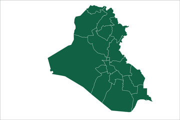 Iraq map Green Color on White Backgound