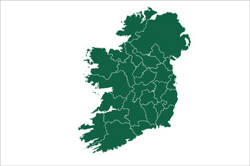 Ireland map Green Color on White Backgound