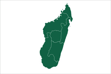 Madagascar map Green Color on White Backgound